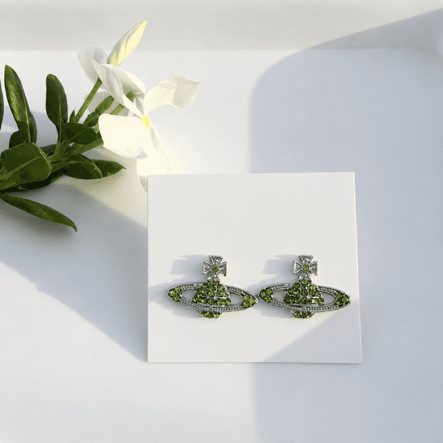 Vivienne Westwood Style Green Stud Earrings