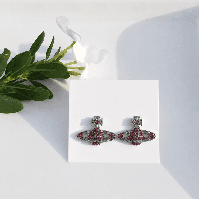 Vivienne Westwood Style Pink Stud Earrings