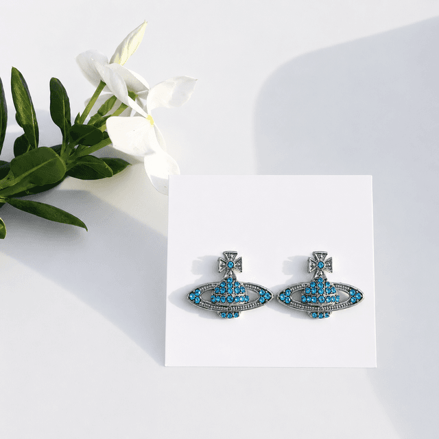 Vivienne Westwood Style Blue Stud Earrings